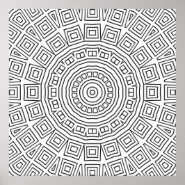Geometric Square Spiral Mandala Pattern Design Poster