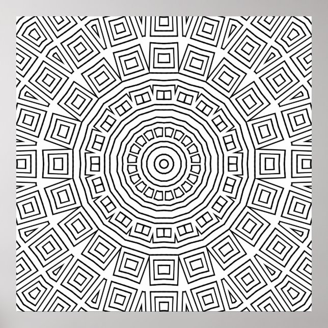 Geometric Square Spiral Mandala Pattern Design Poster (Vorne)