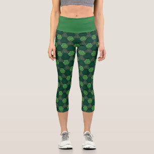 Geometric St Patricks day Celtic Triskele Kleeblat Capri Leggings