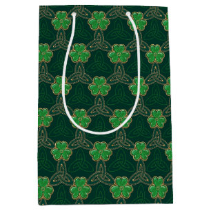 Geometric St Patricks day Celtic Triskele Kleeblat Mittlere Geschenktüte