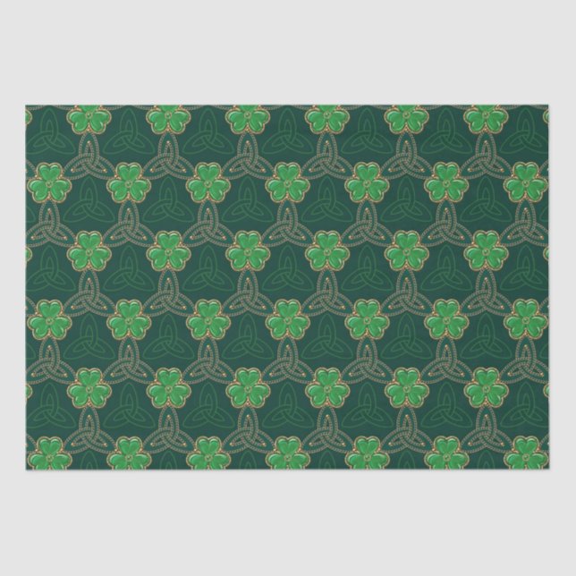Geometric St Patricks Day Celtic Triskele Kleeblat Seidenpapier (Vorderseite)