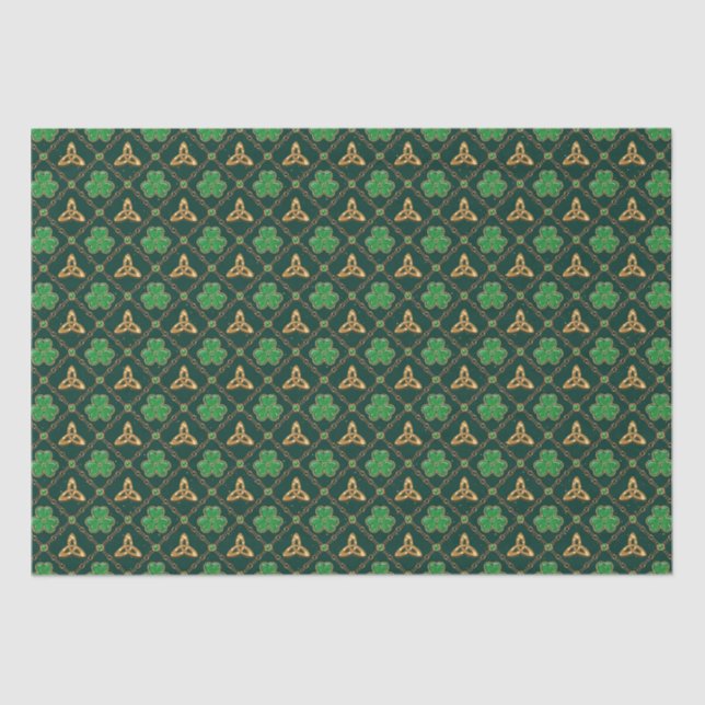 Geometric St Patricks day Celtic Triskele Kleeblat Seidenpapier (Vorderseite)
