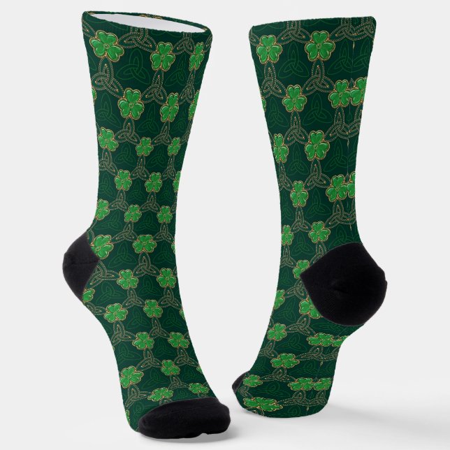 Geometric St Patricks day Celtic Triskele Kleeblat Socken (Gewinkelt)