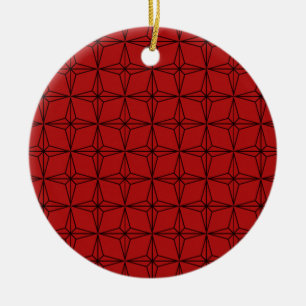 Geometric Star Weihnachtsschmuck, Rot Keramikornament