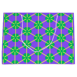 Geometric Starburst in Purple, Green and Yellow Große Geschenktüte