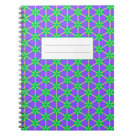 Geometric Starburst in Purple, Green and Yellow Notizblock
