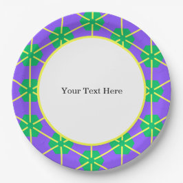Geometric Starburst in Purple, Green and Yellow Pappteller