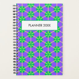 Geometric Starburst in Purple, Green and Yellow Planer