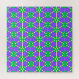Geometric Starburst in Purple, Green and Yellow Puzzle