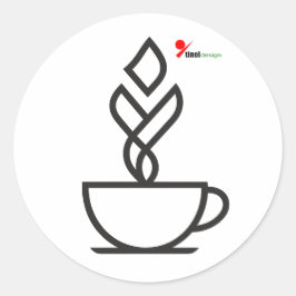 Geometric Steam Coffee Cup – Minimalist Te Runder Aufkleber