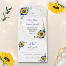 Geometric Sunflower Blue Rose Moderne Hochzeit