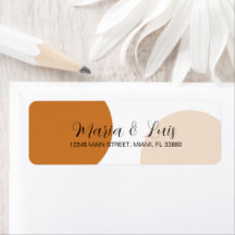 GEOMETRIC Tan Terracotta Circular Wedding Label