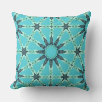 Geometric Teal Blue Sunburst Pillow Kissen