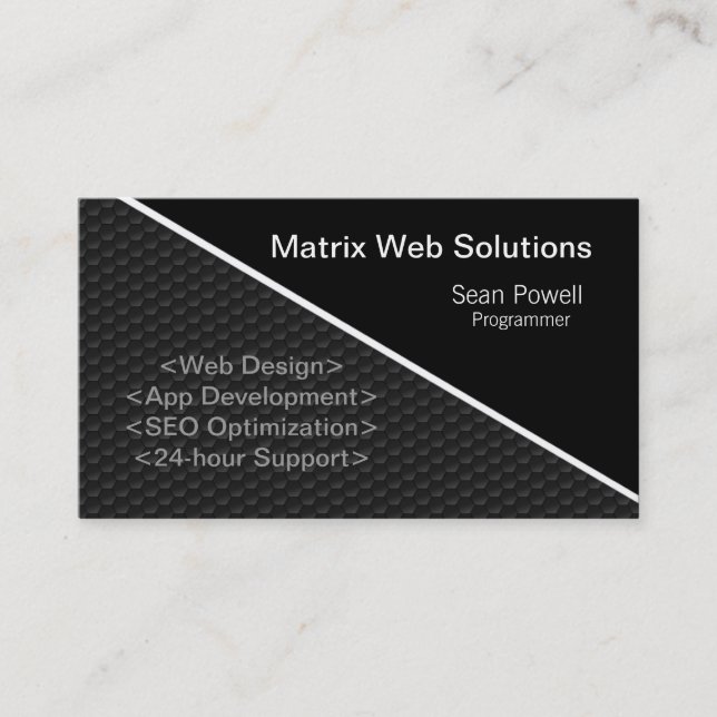Geometric Tech Business Card, Metallic Gray Visitenkarte (Vorderseite)