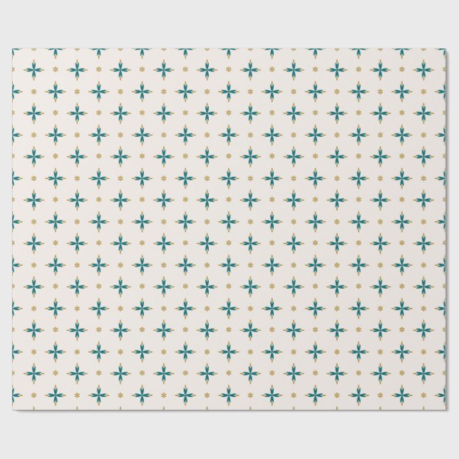 Geometric Tile Gold and green Wrapping Paper Geschenkpapier (Flach)