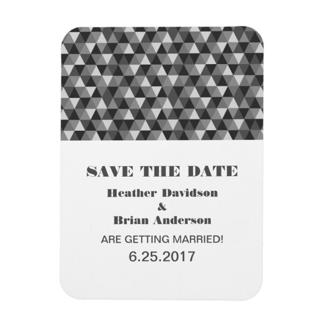 Geometric Triangles Save the Date Magnet, Gray Magnet (Vertikal)