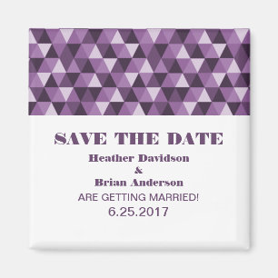 Geometric Triangles Save the Date Magnet, Purple Magnet