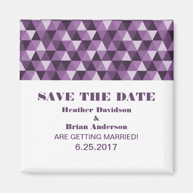 Geometric Triangles Save the Date Magnet, Purple Magnet (Vorne)