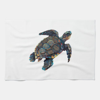 Geometric Turtle Colorful Abstract Rainbow Geschirrtuch