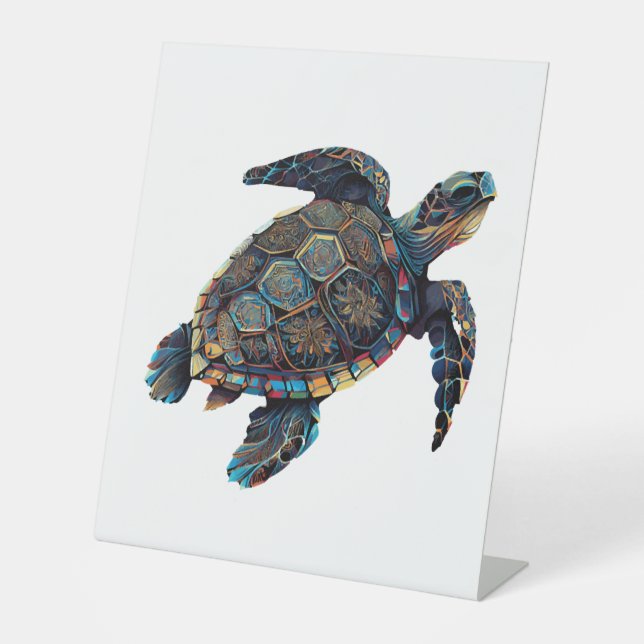 Geometric Turtle Colorful Abstract Rainbow Sockelschild (Vorderseite)