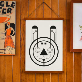 Geometric Usagi Rabbit Zodiac Wandteppich Mit Holzrahmen