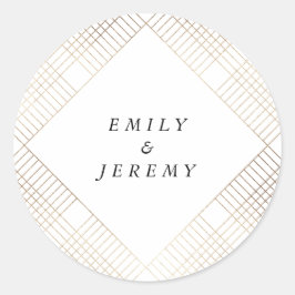 Geometric White Gatsby Wedding Runder Aufkleber