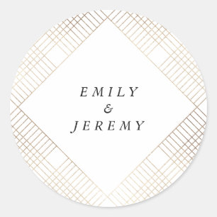 Geometric White Gatsby Wedding Runder Aufkleber