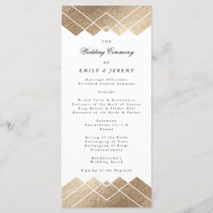 Geometric White Gold Gatsby Wedding Program Programm