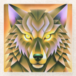 Geometric Wolf Illustration Tierdesign Glasuntersetzer