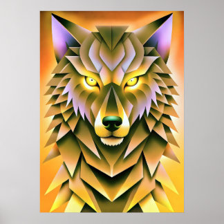 Geometric Wolf Illustration Tierdesign Poster