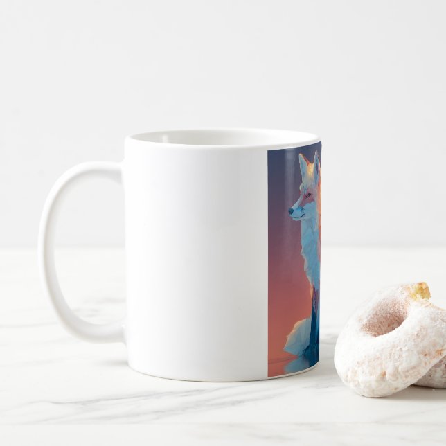 Geometric Wolf Silhouette |Modern Polygon Wildlife Kaffeetasse (Mit Donut)