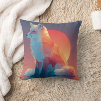 Geometric Wolf Silhouette |Modern Polygon Wildlife Kissen