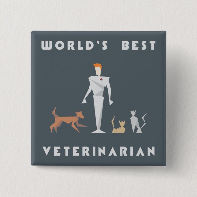 Geometric World's Best Veterinary Button (Vorderseite)