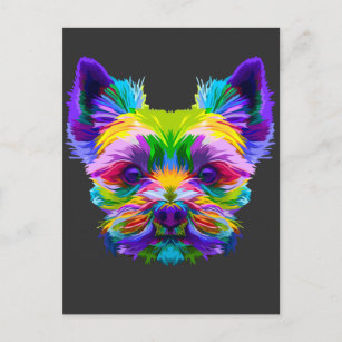 Geometric Yorkshire Terrier Yorkie Art Animal Lieb Postkarte