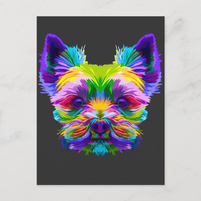 Geometric Yorkshire Terrier Yorkie Art Animal Lieb Postkarte (Vorderseite)