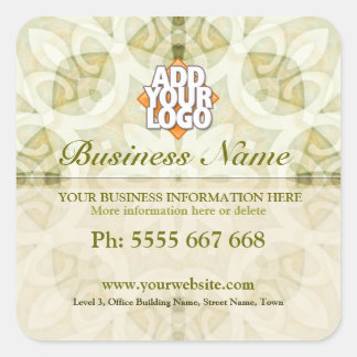 Geometrica Floral Earth Green mit Logo Business Quadratischer Aufkleber