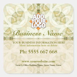 Geometrica Floral Erde Grün mit Logo Business Quadratischer Aufkleber