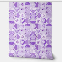 geometrical abstract patterns in lavender tones tapete