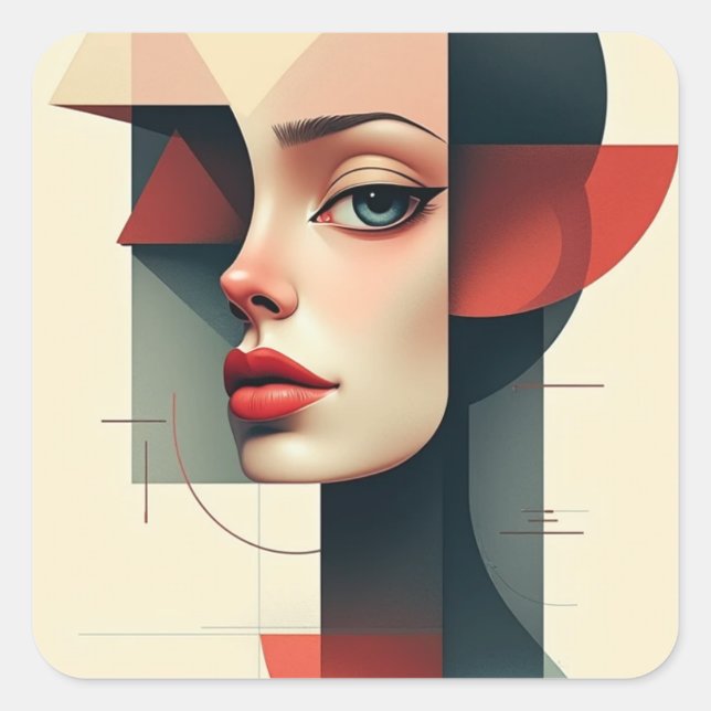  geométricas planas quadratischer aufkleber (Vorderseite)