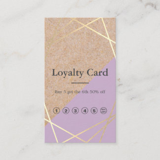 GeometricGoldKraftPrint Lavender Loyalty Vertikal Visitenkarte