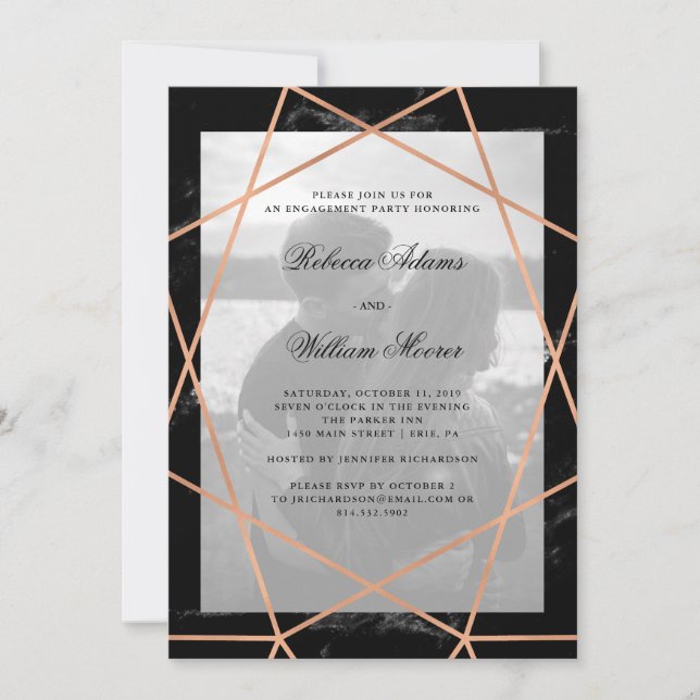 Geometrie auf schwarzem Marmor| Foto Einladung (Vorderseite)