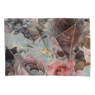 Geometrie aus Blumenkristall, Aquarellhintergrund Kissenbezug