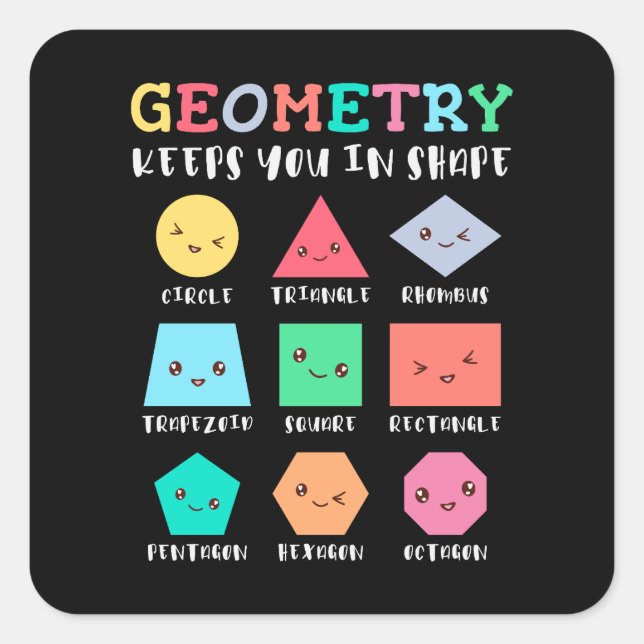 Geometrie behalte Sie in Form, geometrischen Forme Quadratischer Aufkleber (Vorderseite)