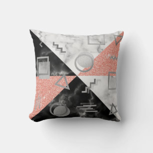Geometrie der Schwarz-weißen Marble-Rose Grauer Gl Kissen