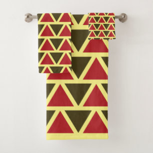 Geometrie des grünen roten Dreiecks Badhandtuch Set