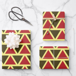 Geometrie des grünen roten Dreiecks Geschenkpapier Set