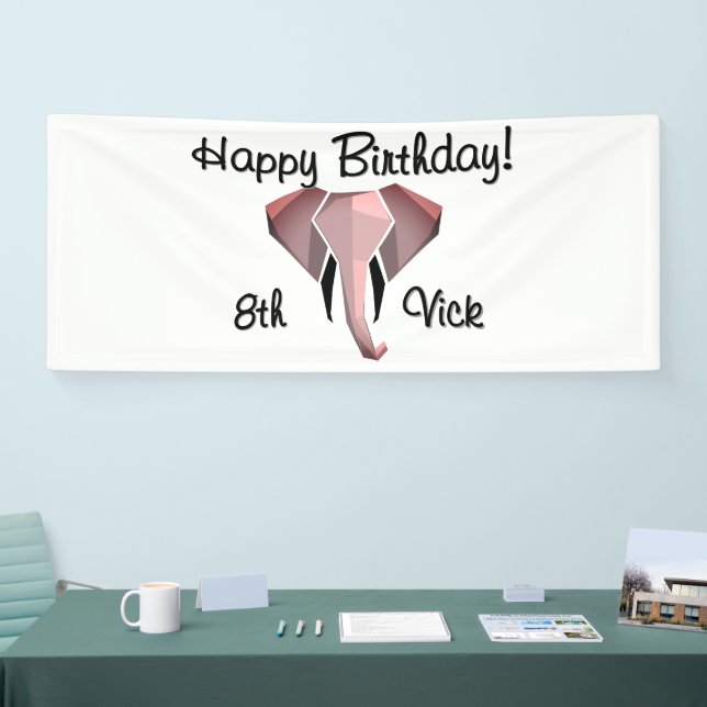 Geometrie Elephant Head Birthday Age and Name Banner (Messe)