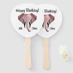 Geometrie Elephant Head Birthday Age and Name Fächer