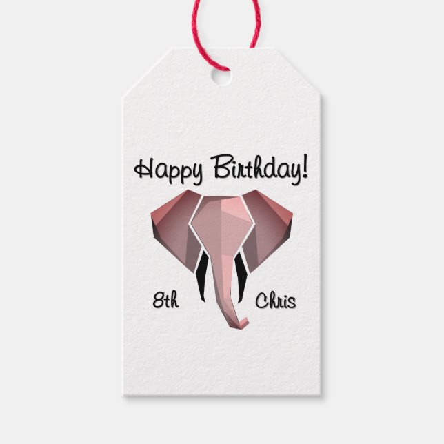 Geometrie Elephant Head Birthday Age and Name Geschenkanhänger (Vorderseite)