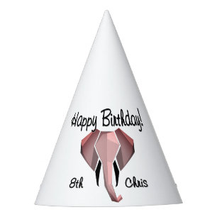 Geometrie Elephant Head Birthday Age and Name Partyhütchen